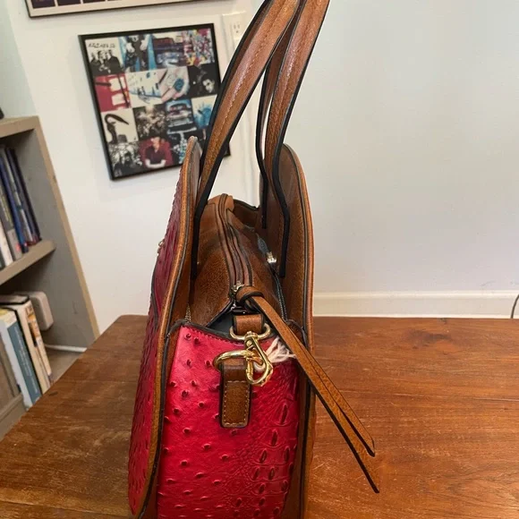 Red Ostrich Leather Circle Bag - Picture 2 of 3